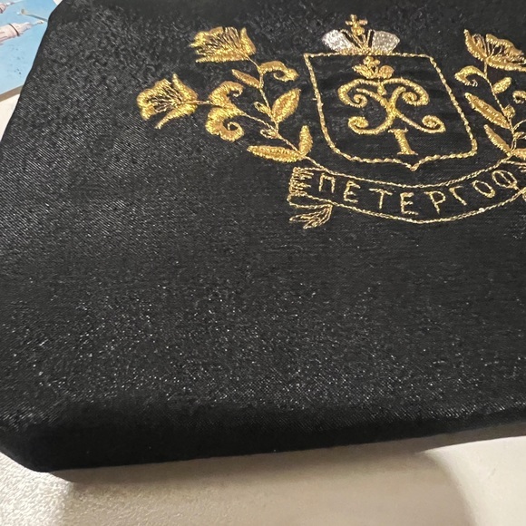 Russian Embroidered Black & Gold Cosmetic‎ Bag - Picture 3 of 4